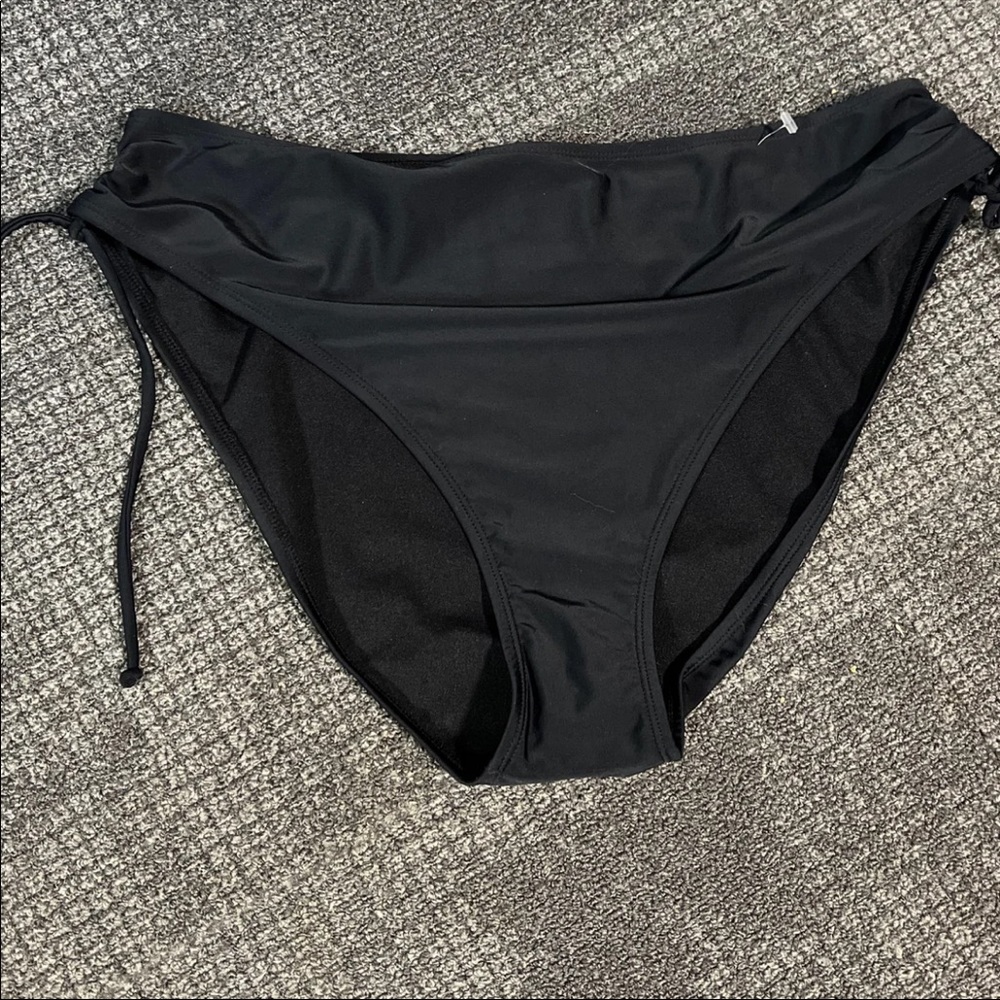 New Black Side Cinch Swim Bottoms XXL